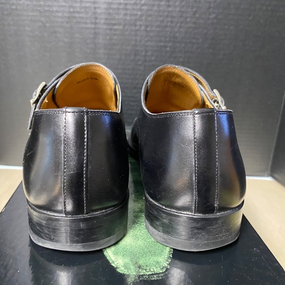 Magnanni Size 9 SILVIO Double Monk Strap Shoes Black Leather With Box - Picture 11 of 14